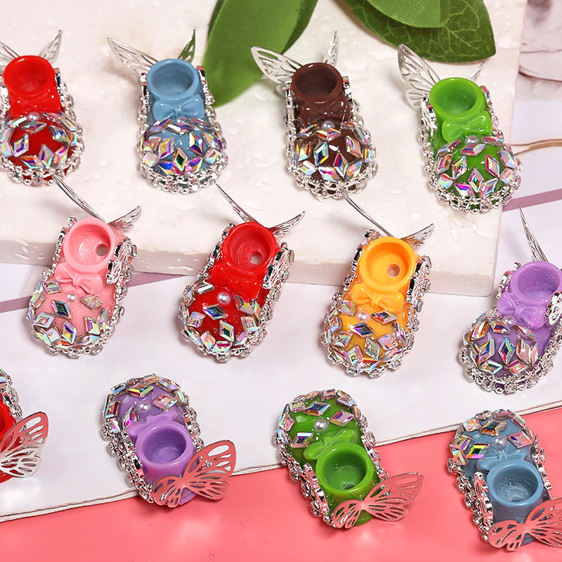 Wholesale 10PCS Resin Camellia Crystal Shoes with Full Diamond Beads